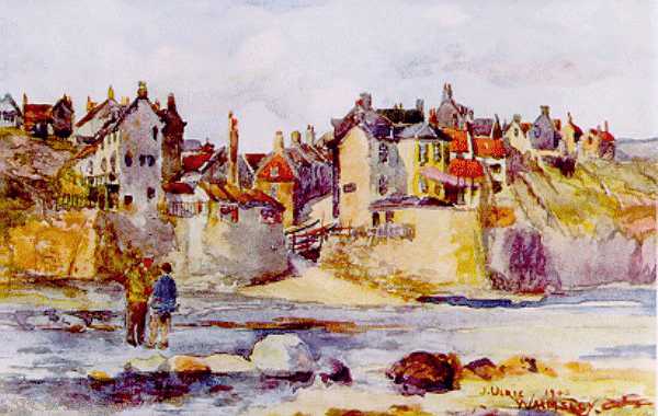 Ulric Walmsley's painting of Robin Hood's Bay from the seashore