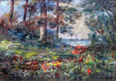 Wood with poppies
